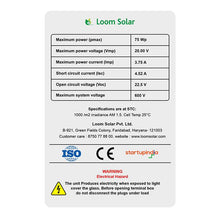Load image into Gallery viewer, Loom Solar Panel 75 watt - 12 volt Mono Crystalline